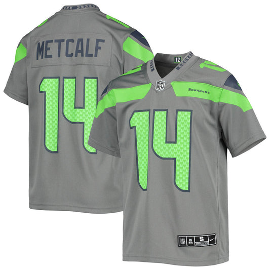 Youth Seattle Seahawks DK Metcalf Inverted Team Game Jersey Gray